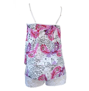 Short doll alças finas em microfibra e detalhe em renda Delícia