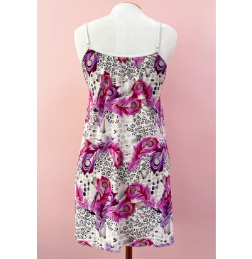 Camisola em microfibra renda e estampada, alças reguláveis Thalia
