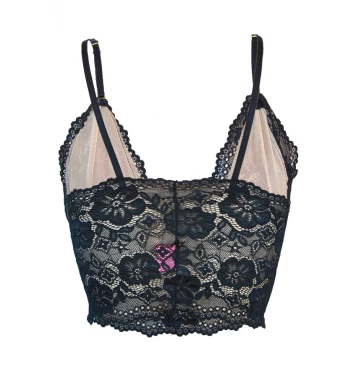 TOP CORSELET CHIARA SEM BOJO EM RENDA PRETO