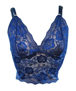 TOP CORSELET CHIARA SEM BOJO EM RENDA AZUL MARINHO