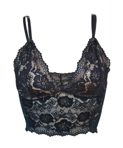 TOP CORSELET CHIARA SEM BOJO EM RENDA PRETO
