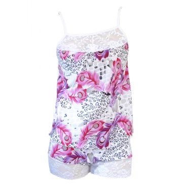 Short doll alças finas em microfibra e detalhe em renda Delícia