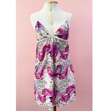 Camisola em microfibra renda e estampada, alças reguláveis Thalia