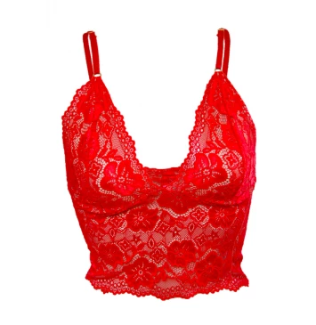 TOP CORSELET CHIARA SEM BOJO EM RENDA VERMELHO