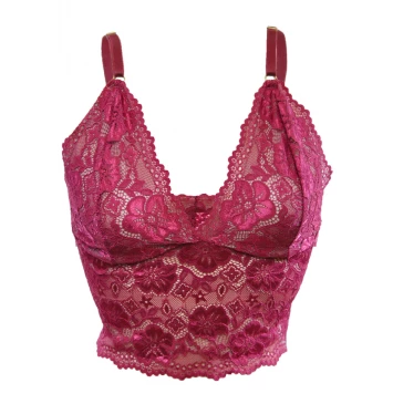 TOP CORSELET CHIARA SEM BOJO EM RENDA VINHO